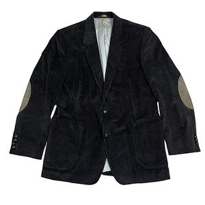 Vintage Corduroy Blazer Suede Patch Elbow Gallery by Haggar Black Size 42